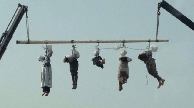 The Saudi government has beheaded five foreigners convicted of murder and robbery, and then strung their bodies from a helicopter to deter would-be criminals